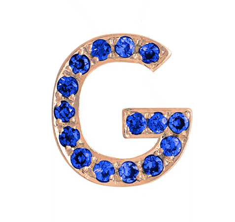 Rose Gold, Blue Sapphire Letter Bead - Image 9