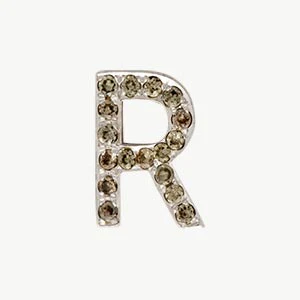 White Gold, Brown Diamond Letter Bead - Image 10