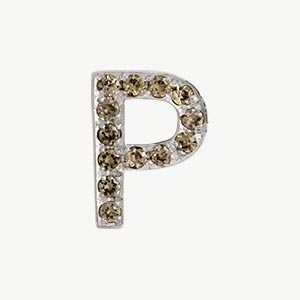 White Gold, Brown Diamond Letter Bead - Image 12