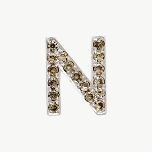 White Gold, Brown Diamond Letter Bead - Image 14