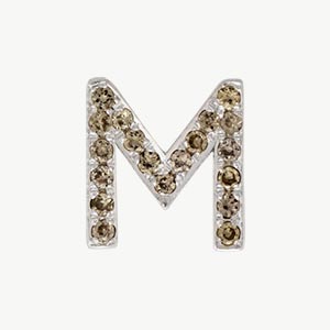 White Gold, Brown Diamond Letter Bead - Image 15