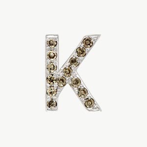 White Gold, Brown Diamond Letter Bead - Image 17