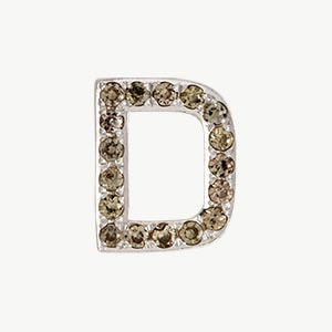 White Gold, Brown Diamond Letter Bead - Image 24