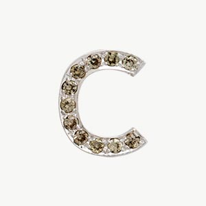 White Gold, Brown Diamond Letter Bead - Image 25