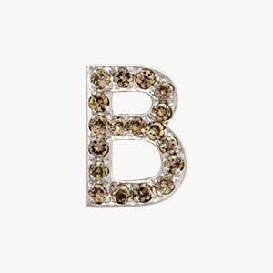 White Gold, Brown Diamond Letter Bead - Image 26