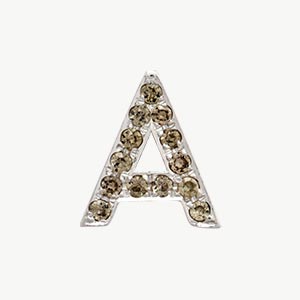 White Gold, Brown Diamond Letter Bead - Image 27