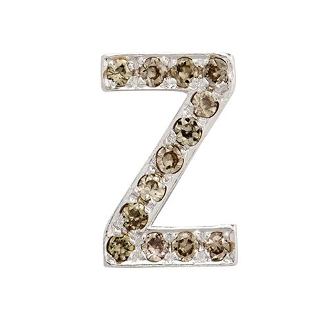 White Gold, Brown Diamond Letter Bead - Image 28
