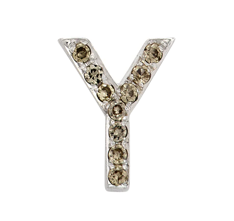 White Gold, Brown Diamond Letter Bead - Image 29