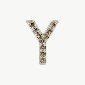White Gold, Brown Diamond Letter Bead - Image 3