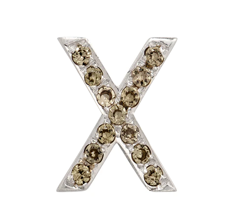 White Gold, Brown Diamond Letter Bead - Image 30