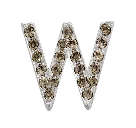 White Gold, Brown Diamond Letter Bead - Image 31