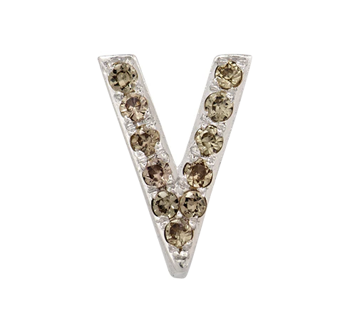 White Gold, Brown Diamond Letter Bead - Image 32