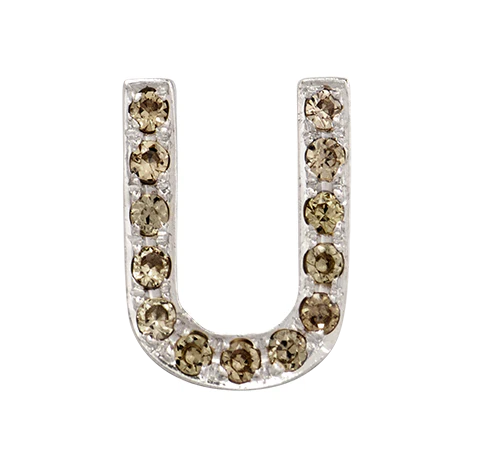 White Gold, Brown Diamond Letter Bead - Image 33