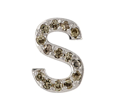 White Gold, Brown Diamond Letter Bead - Image 35