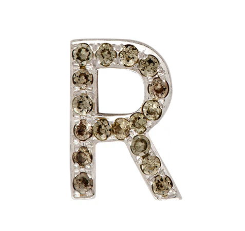 White Gold, Brown Diamond Letter Bead - Image 36