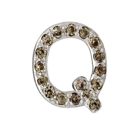 White Gold, Brown Diamond Letter Bead - Image 37