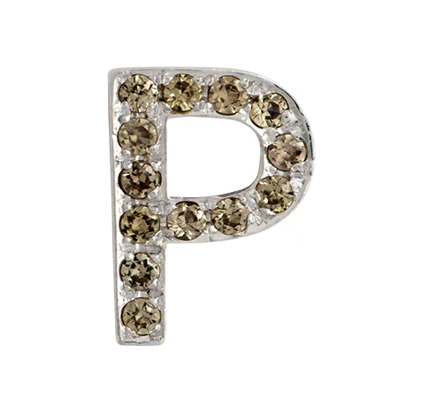 White Gold, Brown Diamond Letter Bead - Image 38