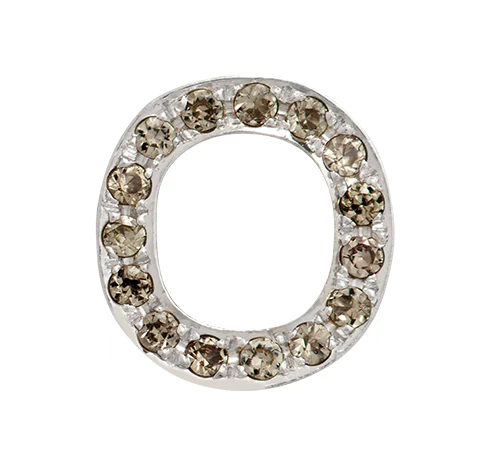 White Gold, Brown Diamond Letter Bead - Image 39