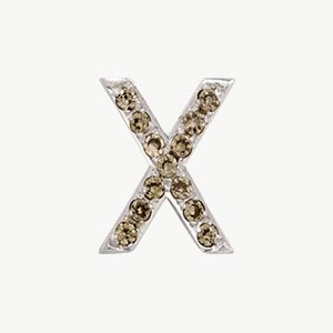 White Gold, Brown Diamond Letter Bead - Image 4