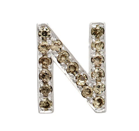 White Gold, Brown Diamond Letter Bead - Image 40