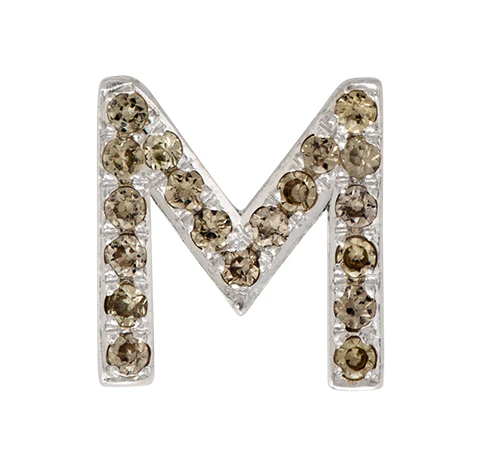 White Gold, Brown Diamond Letter Bead - Image 41