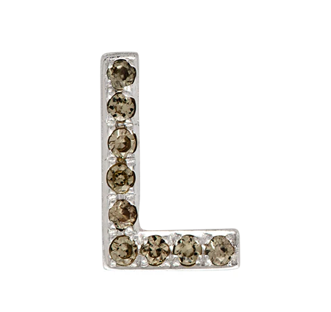 White Gold, Brown Diamond Letter Bead - Image 42