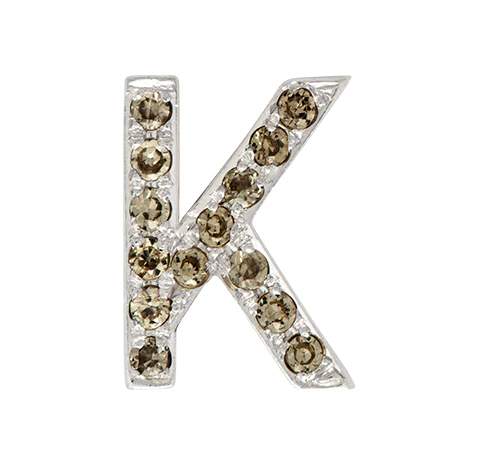 White Gold, Brown Diamond Letter Bead - Image 43