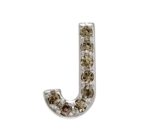 White Gold, Brown Diamond Letter Bead - Image 44
