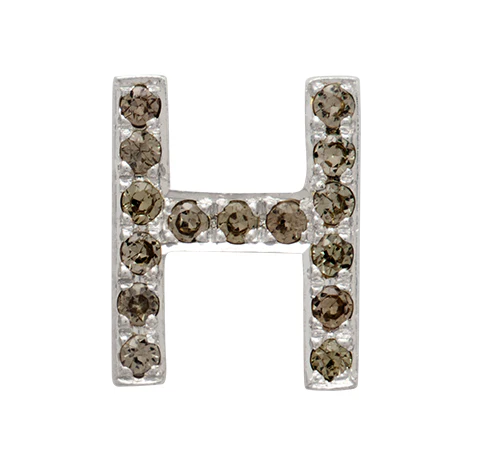 White Gold, Brown Diamond Letter Bead - Image 46