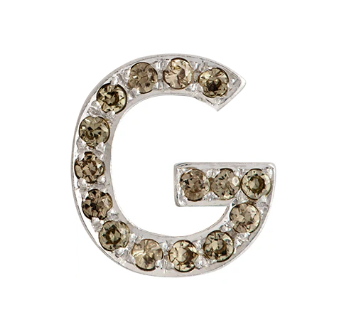 White Gold, Brown Diamond Letter Bead - Image 47