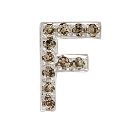 White Gold, Brown Diamond Letter Bead - Image 48