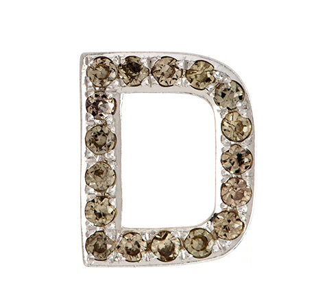 White Gold, Brown Diamond Letter Bead - Image 50