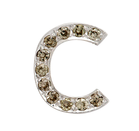 White Gold, Brown Diamond Letter Bead - Image 51