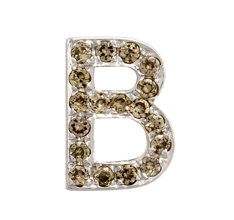White Gold, Brown Diamond Letter Bead - Image 52