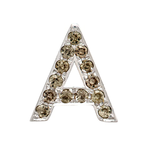 White Gold, Brown Diamond Letter Bead - Image 53