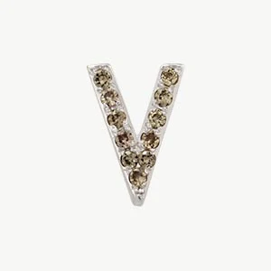 White Gold, Brown Diamond Letter Bead - Image 6