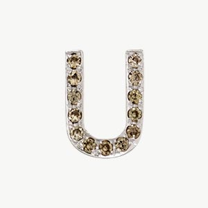 White Gold, Brown Diamond Letter Bead - Image 7
