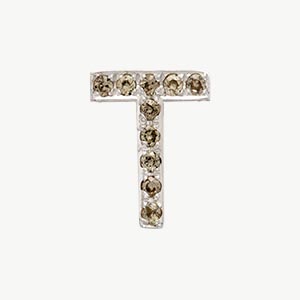 White Gold, Brown Diamond Letter Bead - Image 8