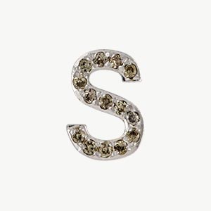 White Gold, Brown Diamond Letter Bead - Image 9