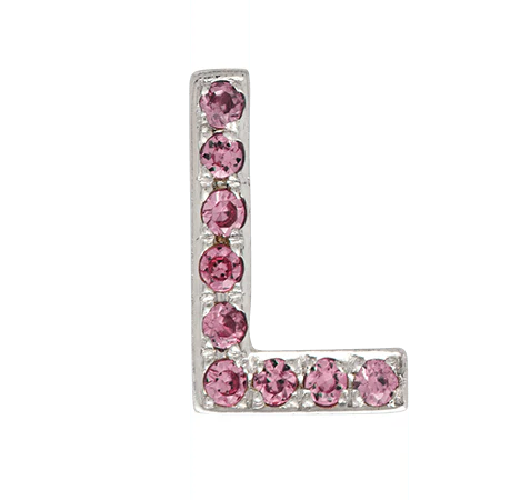 White Gold, Pink Sapphire Letter Bead - Image 14