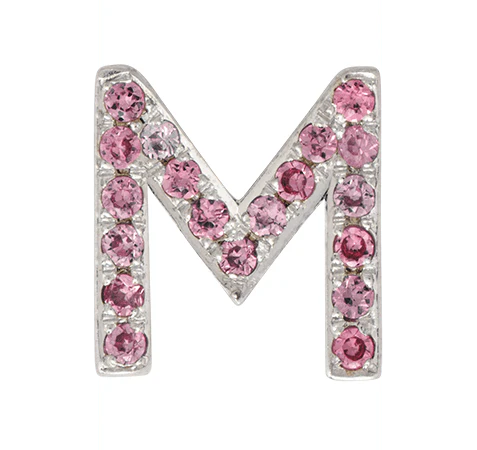 White Gold, Pink Sapphire Letter Bead - Image 15