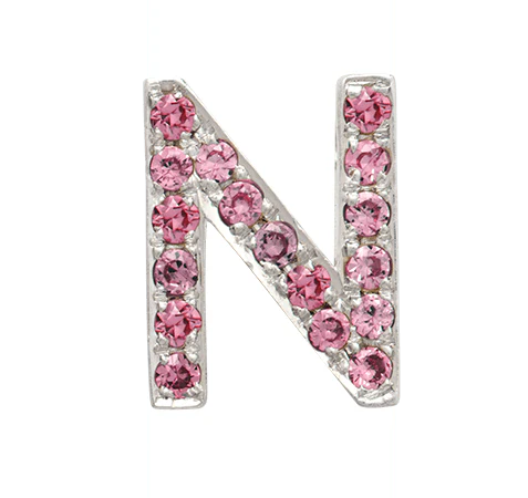 White Gold, Pink Sapphire Letter Bead - Image 16