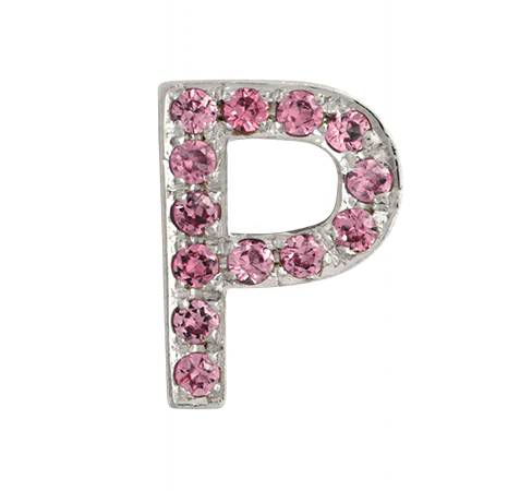 White Gold, Pink Sapphire Letter Bead - Image 18