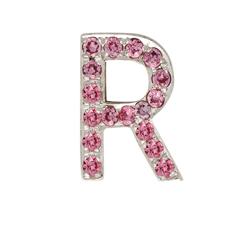 White Gold, Pink Sapphire Letter Bead - Image 20