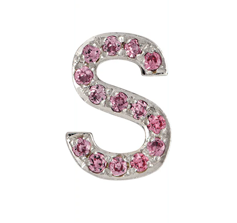 White Gold, Pink Sapphire Letter Bead - Image 21
