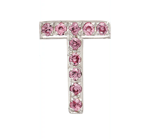 White Gold, Pink Sapphire Letter Bead - Image 22