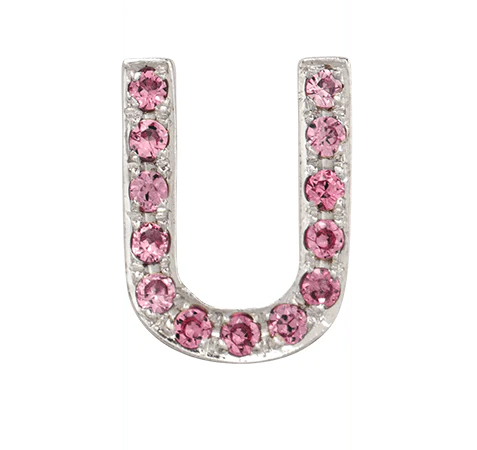 White Gold, Pink Sapphire Letter Bead - Image 23