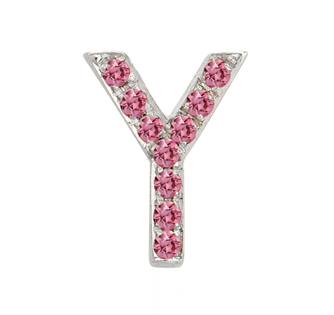 White Gold, Pink Sapphire Letter Bead - Image 27