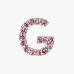 White Gold, Pink Sapphire Letter Bead - Image 35