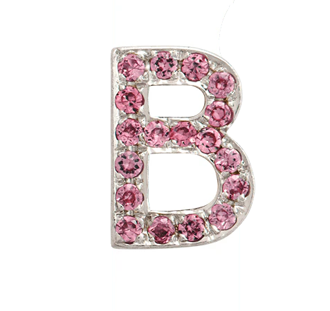 White Gold, Pink Sapphire Letter Bead - Image 4